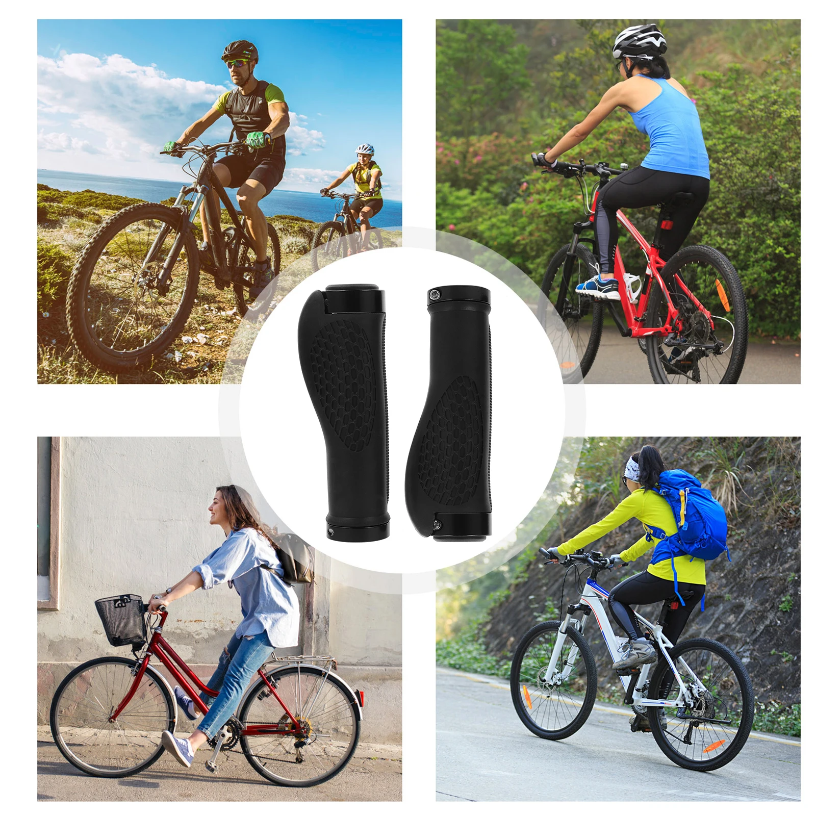 

Bike Bicycle Grip Handle Grips Handlebar for Adult Bikes Shockproof Black Bicycles Rubber Cover Protectors