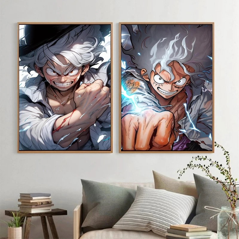 One Piece Luffy Canvas Prints Wall Art Home Gifts Poster Toys Cartoon Character Picture Decoration Paintings Decorative Cartoon