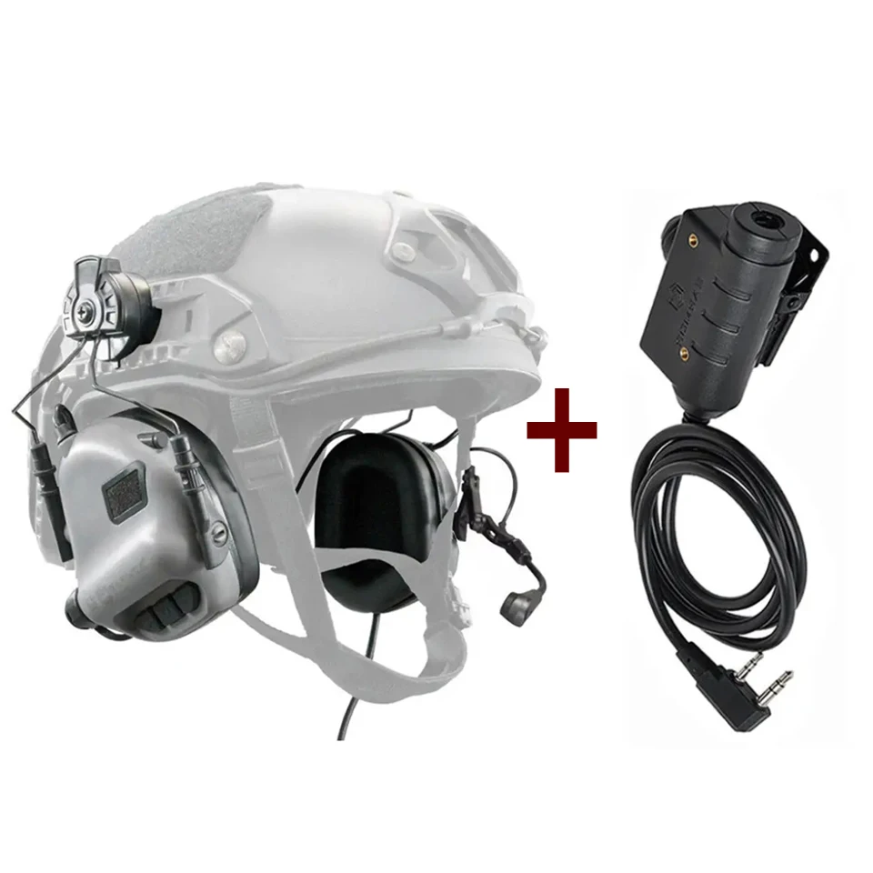 

EARMOR M32H Headset & M51 Kenwood PTT Adapter with Baofeng Radio Communication Tactical Headset for ARC Fast Helmet Rails