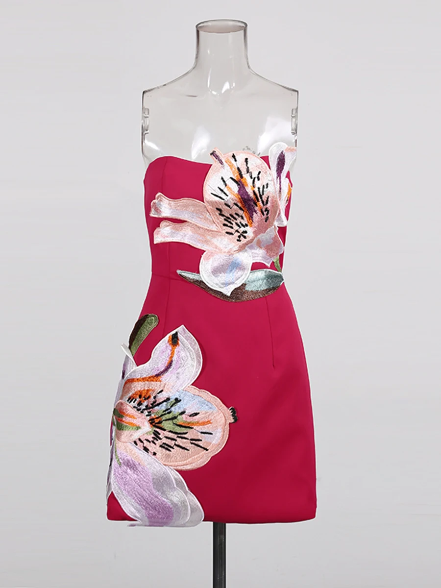 CHICEVER – robe brodée épissée pour femme, col carré, sans manches, amincissante, douce et élégante, mode d'été