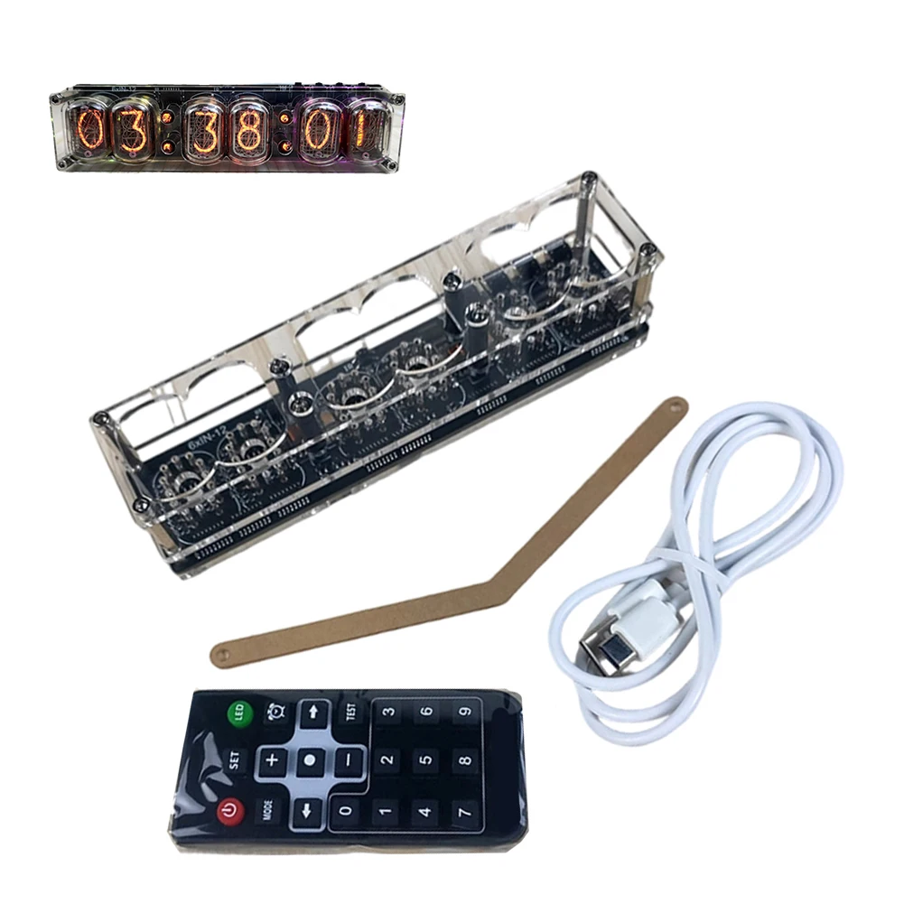 

Четырехзначные светящиеся часы In-12 с семицветной светодиодной подсветкой, ретро-дизайн, для дома или офиса