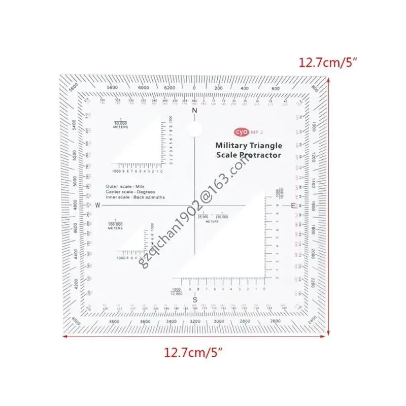 X7AB Practical MGRS Coordinate Scale Protractors Clear