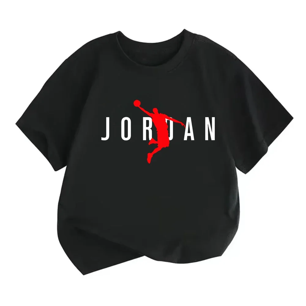 Verão casual crianças camiseta respirável algodão jordan impressão manga curta esporte camisetas moda menino menina roupas
