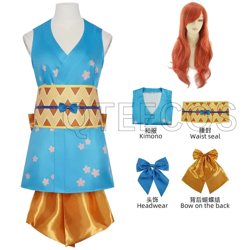 2025 aaa 애니메이션 나미 코스프레 기모노 드레스 와노국 할로윈 의상 여성용 베스티도 롤플레이 슈트 의류