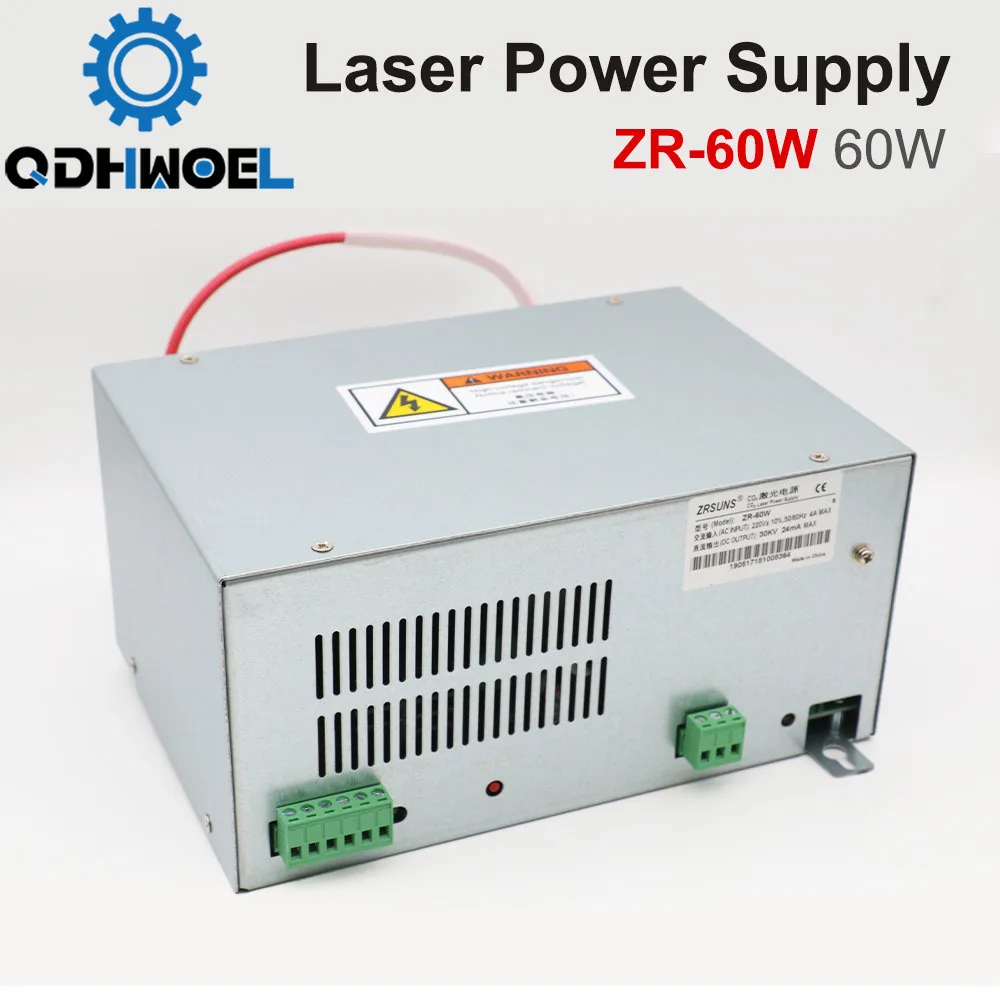 Imagem -03 - Qdhwoel-fonte de Alimentação a Laser Tubo de Vidro Zr60w 60w 40w 50w 60w 70w