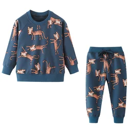 Little maven Boys Fashion 2pcs Children Clothing Set Animal Tiger Print Boys Sweatshirts Pants Outfit Autumn Kit for Kids Sets