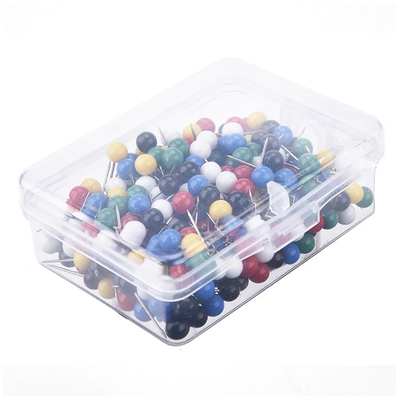 500 Pcs Stainless Steel Needle Colorful Plastic Pin Stationery Office Fixed Earth Pin Tack Wood Fastening Nail