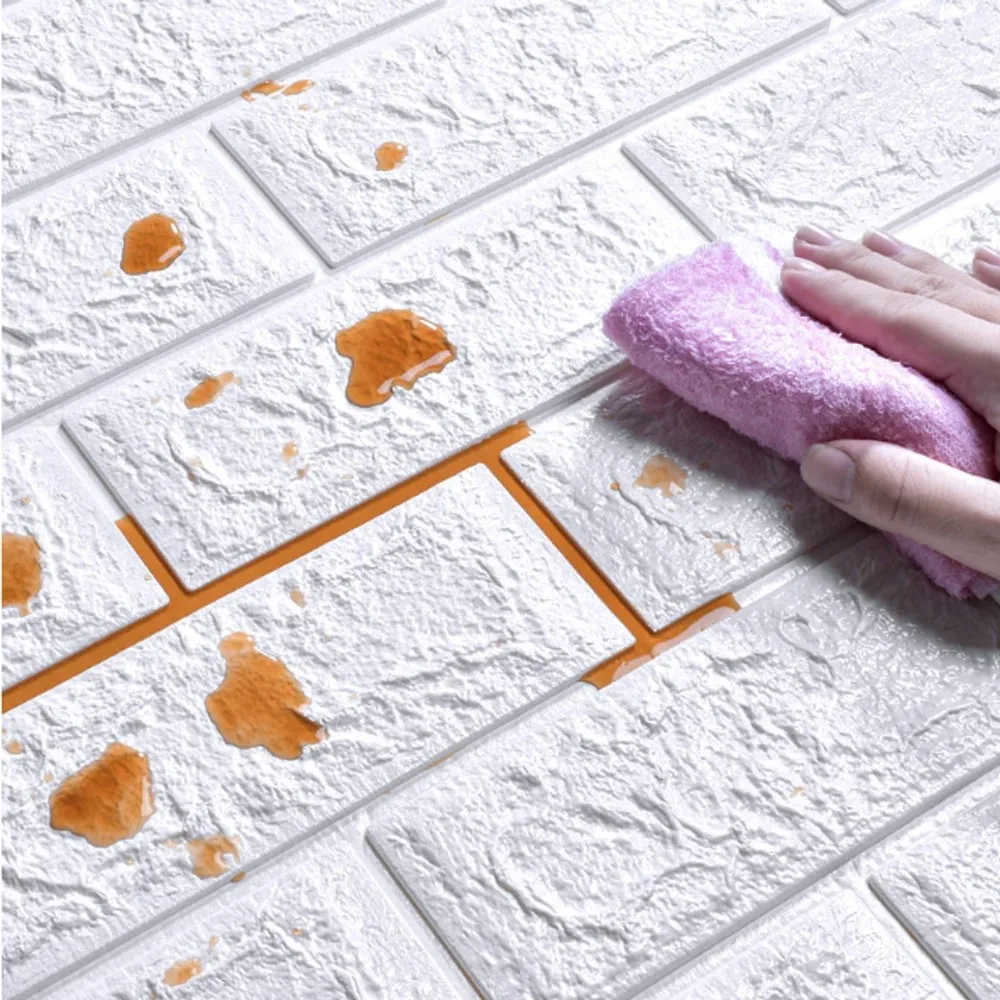 40pc 3D Self Adhesive Soft Foam Brick Pattern Wallpaper Stain-resistant Wall Stickers White/Black Waterproof Stickers Room Decor