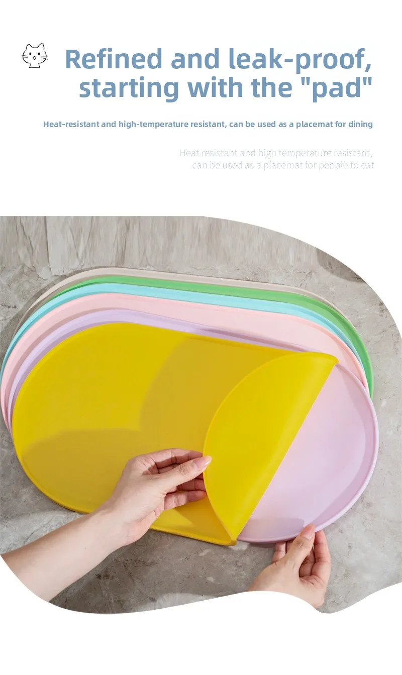 Cat Feeding Mat with Non-Slip Waterproof Design, Pet Food Mat, Compatible with Cat/Dog Bowls, Multipet Households, Dog Owners