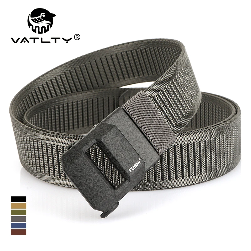 VATLTY Fashion Elastic Belt for Men Matte Metal Automatic Buckle Casual Belt Soft Genuine Nylon 100cm to 120cm Stretch Waistband