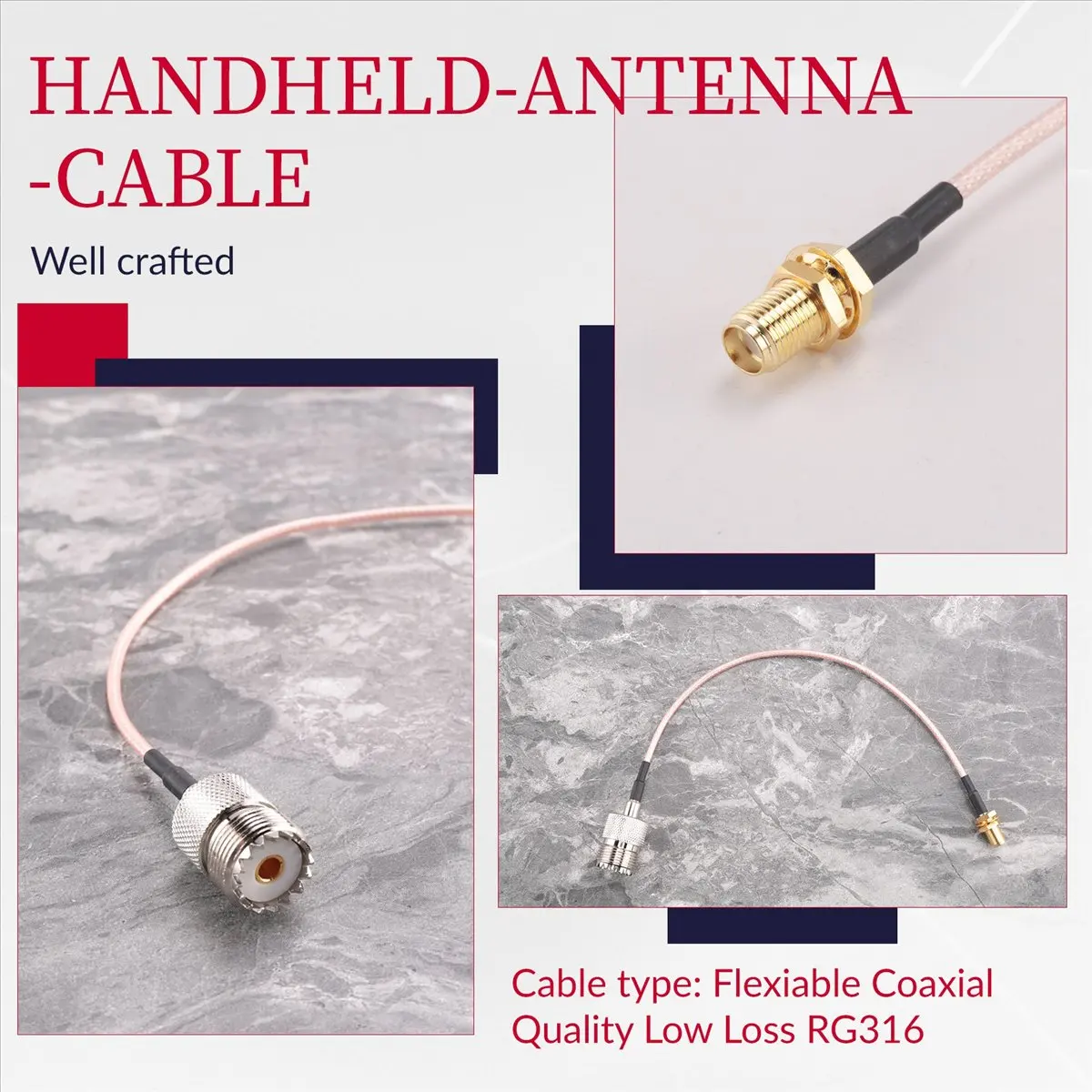 SCLS handheld antenna Cable Adapter for UHF Base and Mobile Antennas - SMA Female to UHF SO-239 Female Connectors