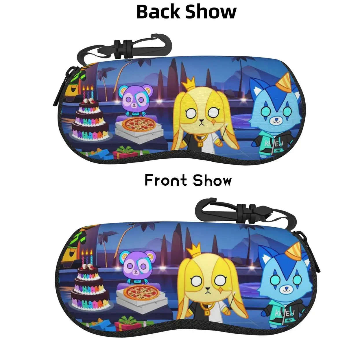 

Cartoon ItsFunneh Krew District Shell Glasses Case Protective Sunglasses Box Women Men Soft Eyeglass Bag Pouch