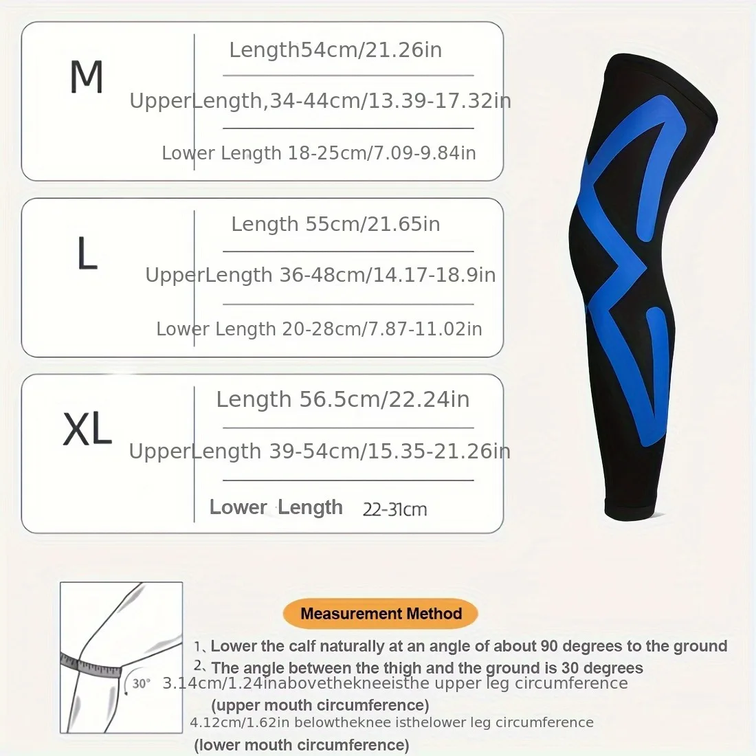 1PC Full Length Compression Leg Sleeve Knee Support, Anti Slip Varicose Veins Stockings, Pain Relief for Basketball Cycling