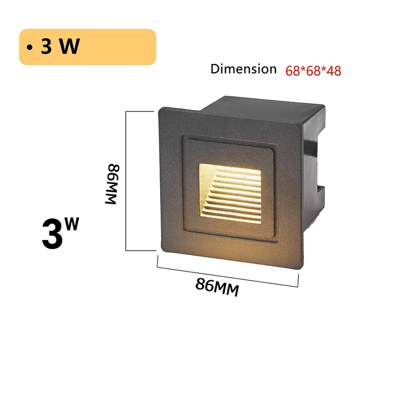 

IP 65 Водонепроницаемый светодиодный светильник для лестницы Настенный светильник AC110V 220V Встраиваемый светильник для ног Коридор Ступенчатый светильник Ландшафтная дорожка Алюминиевый настенный светильник
