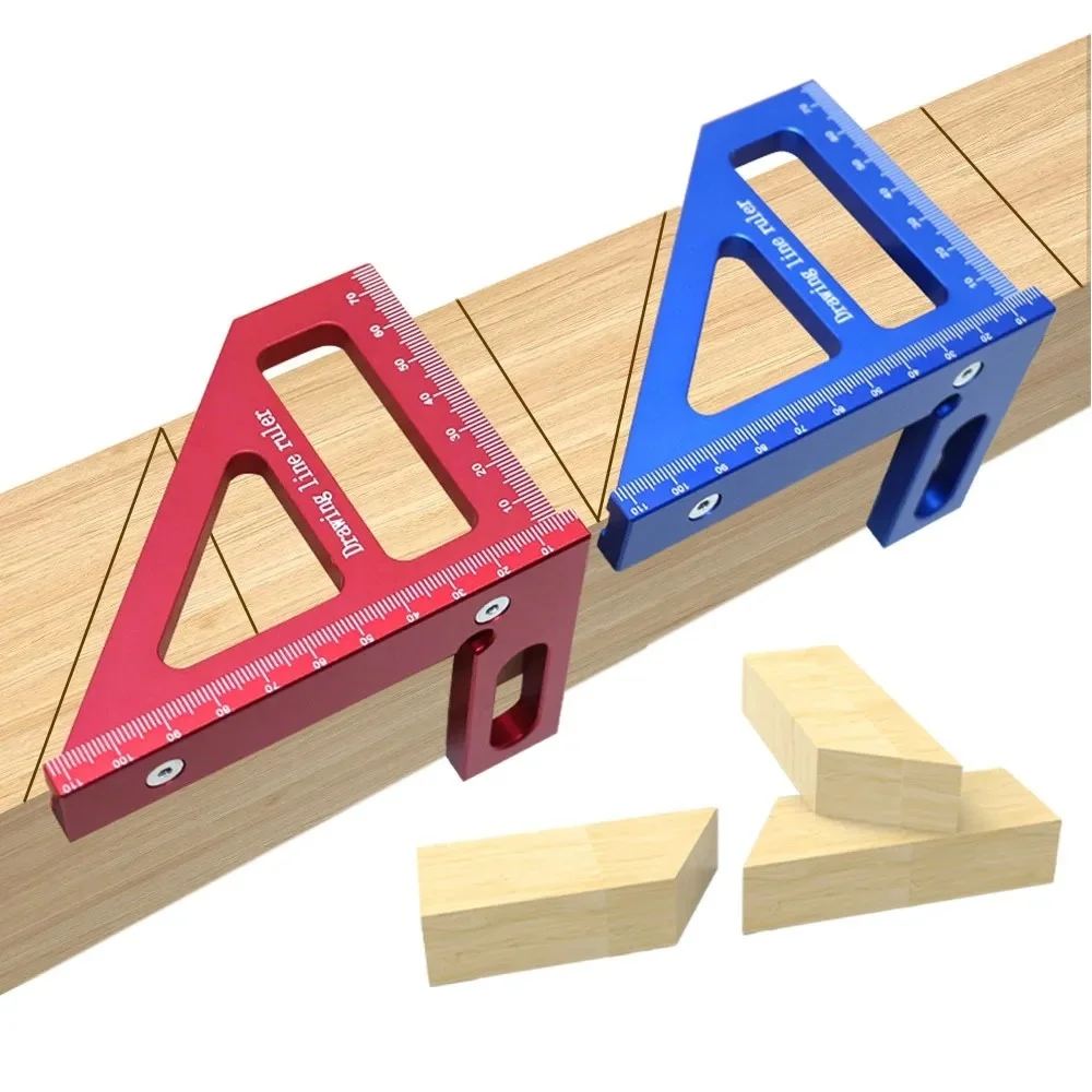 مسطرة مربعة احترافية لأعمال النجارة من سبائك الألومنيوم 45/90 °   أداة قياس متعددة الوظائف مسطرة قياس تخطيط متعددة الزوايا ثلاثية الأبعاد
