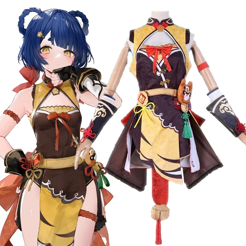 jeu-genshin-impact-xiangling-cosplay-costume-robes-shorts-accessoire-ensemble-complet-uniformes-femmes-filles-halloween-tenues-perruque-2025