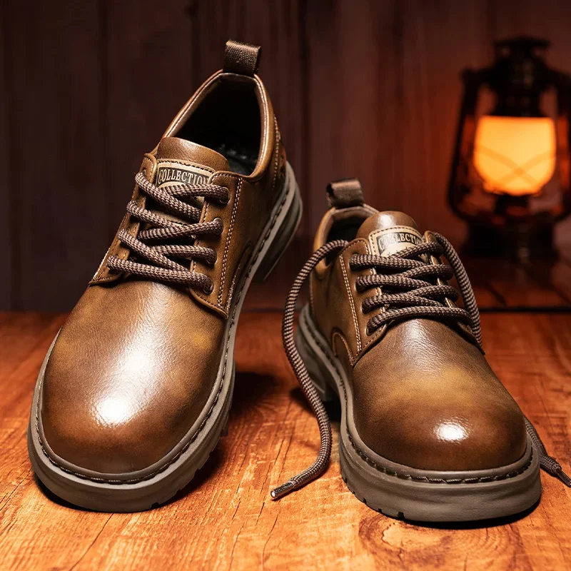 

British Style Men's Leather Shoes High Quality Comfortable Soft Sole Business Casual Leather Shoes Fashion Breathable Sneakers