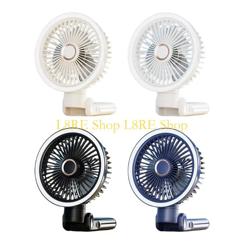 L8RE Miniature Clip Fan Portable USB Charging 3 Speed Setting Space Saving Mounting Bracket Cooling Fan for Bedsides Desk