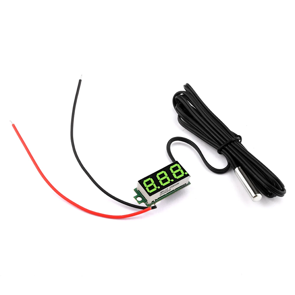 DC 12V 24V Mini Digital LED Thermometer for Car Temperature Monitor Panel Meter Measuring Range -50-125C with Temperature Probe