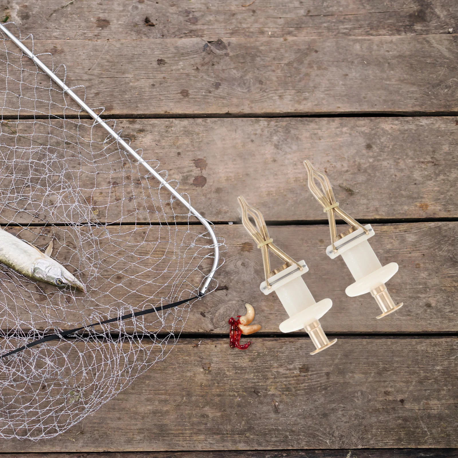 

2pcs Fishing Tool Kit: Copper Handle Bait Clip Set For Bloodworm Holding Multi-Functional Freshwater Saltwater Tackle