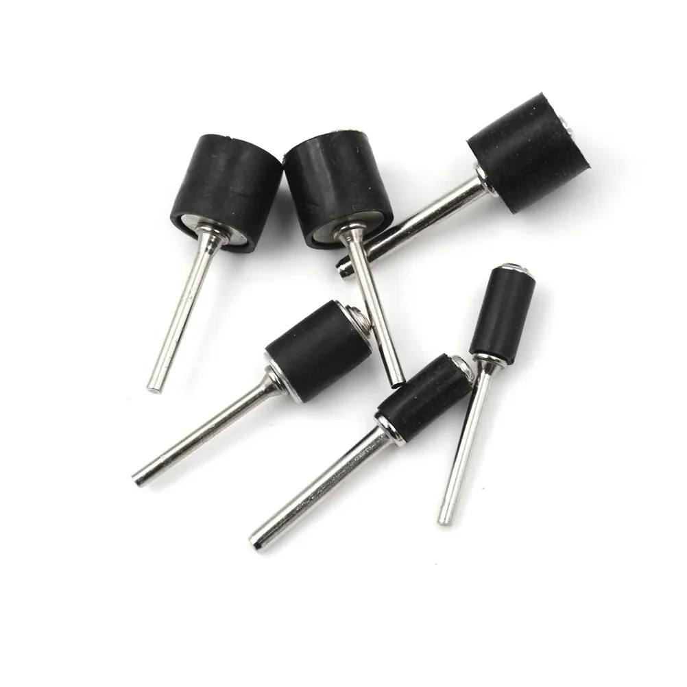 6PCS Rubber Mandrel 1/8 1/4 inch Grinder Drum Sanding Sandpaper Circle Kit Polishing Nails For Dremel Rubber Drum Mandrel