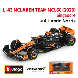 Bburago 1:43 2023 Mclaren Singapore MCL60 F1 Formula Car Die Cast Vehicles Collectible Model Racing Toys