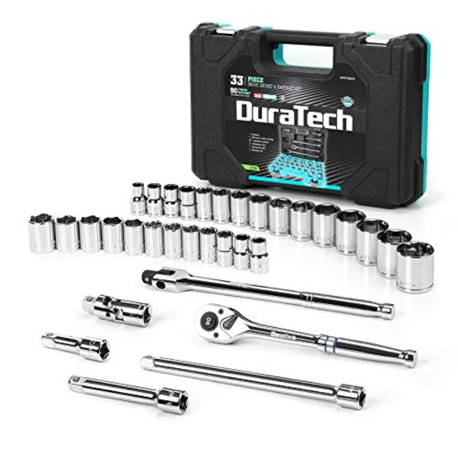 

1/2" Drive Socket Set, 33-piece, Including Metric/SAE Sockets, 1/2-Inch Ratchet, Breaker Bar and Socket Adapters