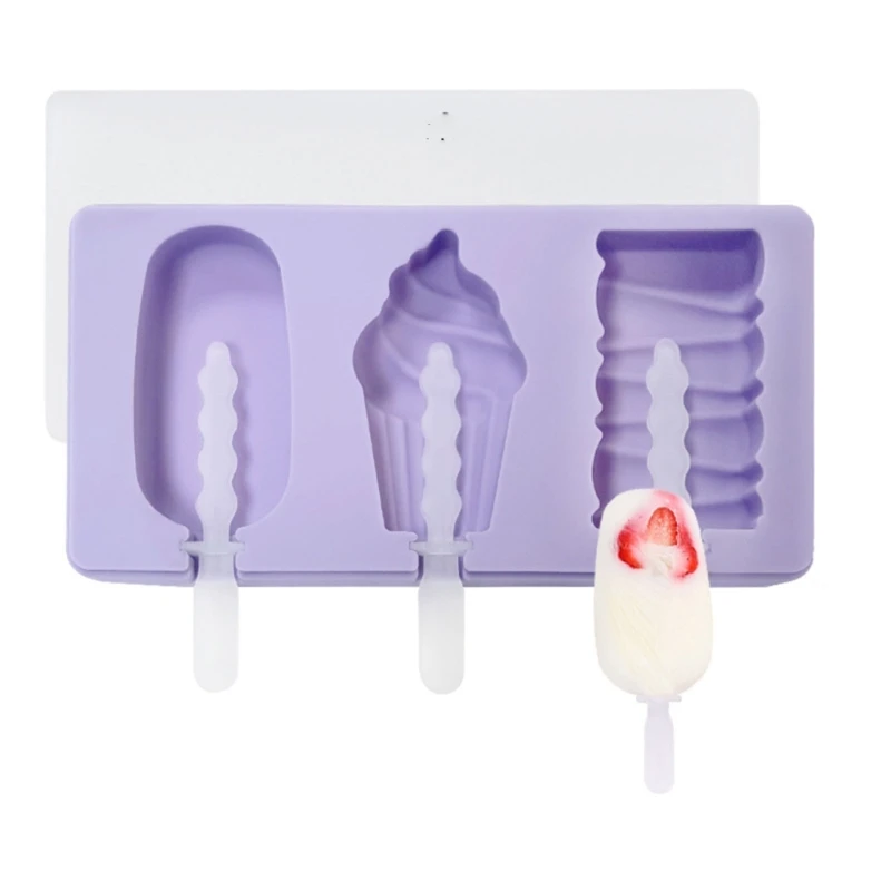 2 / 3 Hole Silicone Ice Cream Forms Popsicles Molds DIY Home-made Dessert Freezer Fruit Juice Ice-Pop Cube Maker Mould