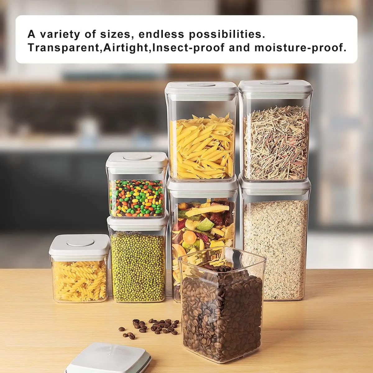 

Airtight Food Storage Containers for Pantry with Lids，8 PCS POP UP Food , Kitchen Pantry