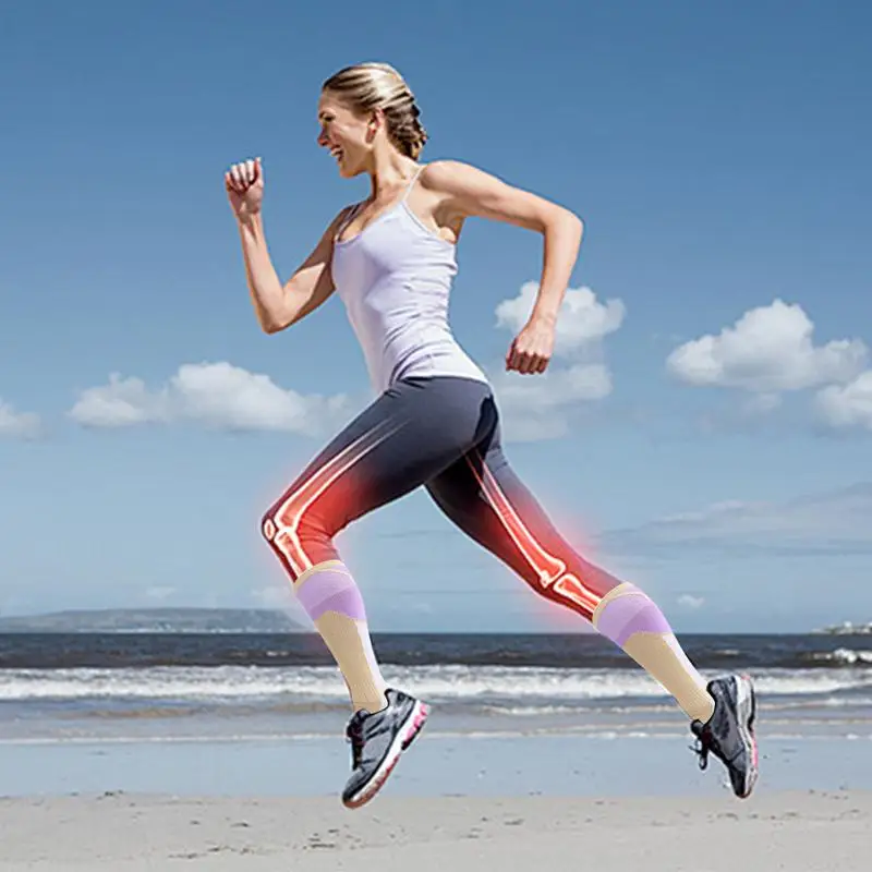 Calcetines de compresión hasta la rodilla, calcetines para correr, medias de compresión de 20-30 MmHg para correr, enfermería, senderismo, uso durante todo el día