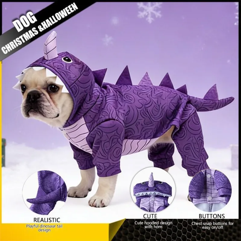 

2-in-1 Christmas Halloween Dog Cat Costume Set, Warm Poncho Cape for Small Dogs, Funny Holiday Pet Outfit for Winter
