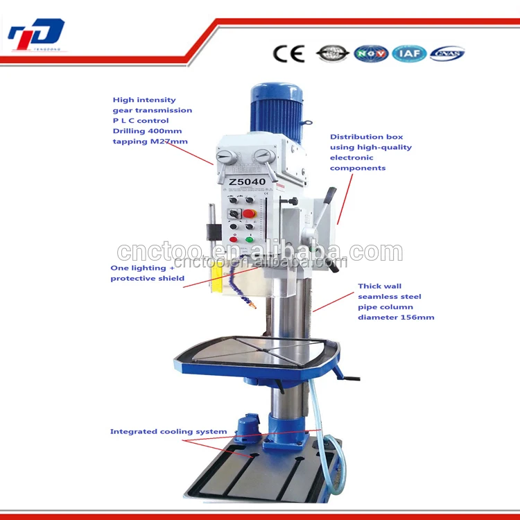 New Tengdong Z5050 Cylindrical Vertical Column Drilling Machine with 0.85/1.5kW Motor 50mm Capacity 220V/380V Multifunctional