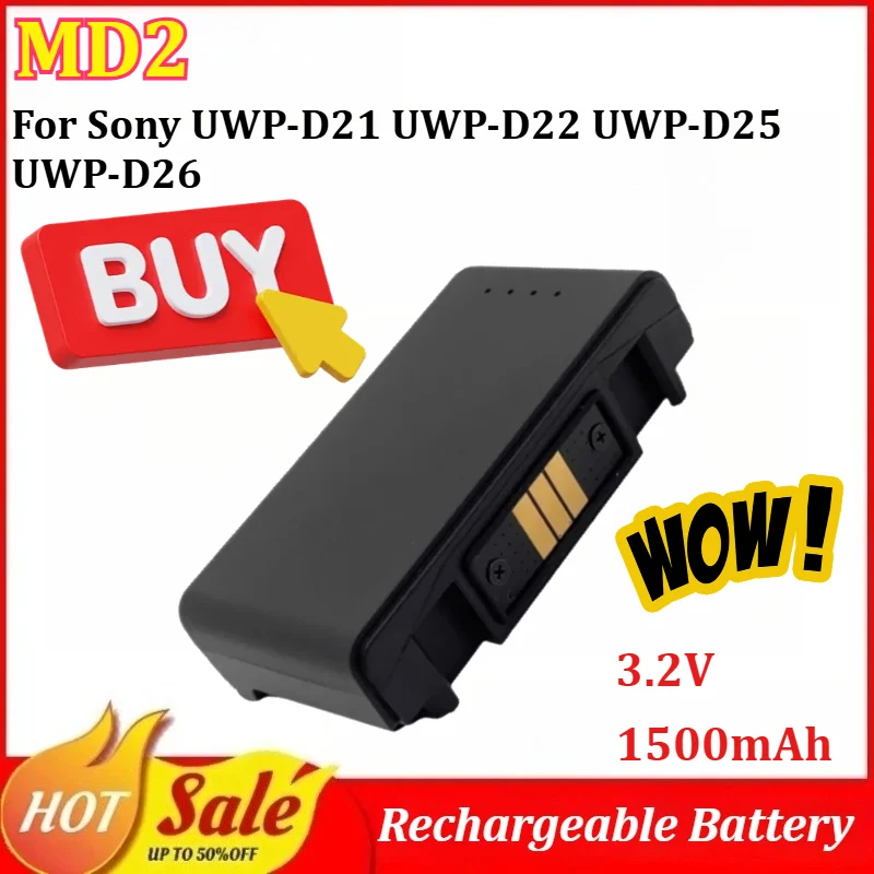 

Аккумулятор MD2 3.2V 1500mAh для беспроводных микрофонов Sony UWP-D21, UWP-D22, UWP-D25, UWP-D26 (передатчик/приемник)