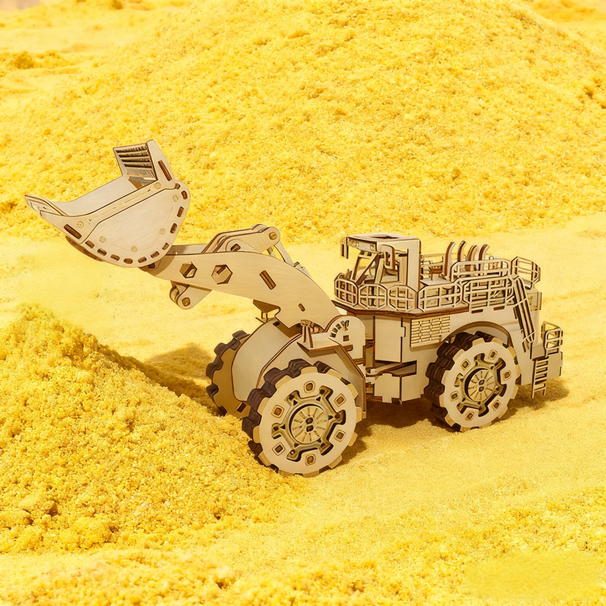 OUZEY 3D Wooden Bulldozer Puzzle, DIY Construction Vehicle Model Kit, Educational Assembly Toy Gift for Kids & Adults