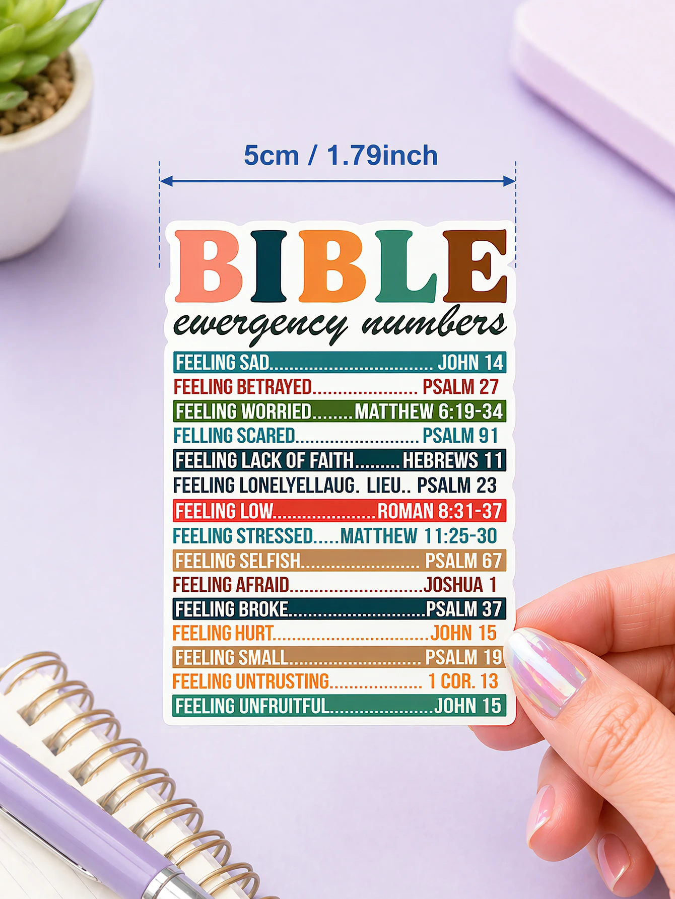 Bible Emergency Numbers Sticker Waterproof Vinyl Inspirational Christian Decal for Bible Journal Laptop Bottle Gift