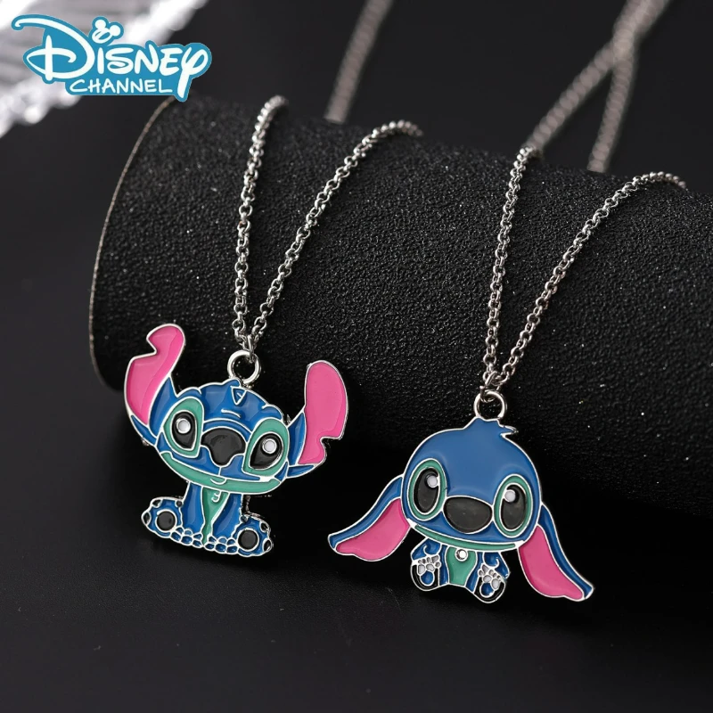 Anime Stitch kalung kartun Disney aksesoris kepribadian mode Kawaii Lilo & Stitch gaya Hip Hop liontin kalung hadiah