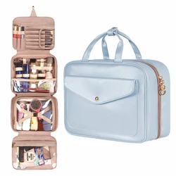 Borsa per articoli da toeletta impermeabile borsa per cosmetici portatile portatile organizer per articoli da toeletta da viaggio con scomparto con manico a scatto in metallo