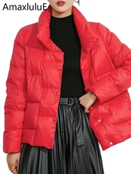 2024 Korean Warm Luxury Females Winter White Duck Down Jackets Women Fashion Vintage Casual Coats Classic Loose Parkas Outerwear