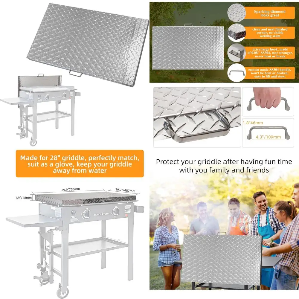 

Aluminum Diamond Plate 28 Blackstone Griddle Hard Cover, Flat Top Grill Accessory