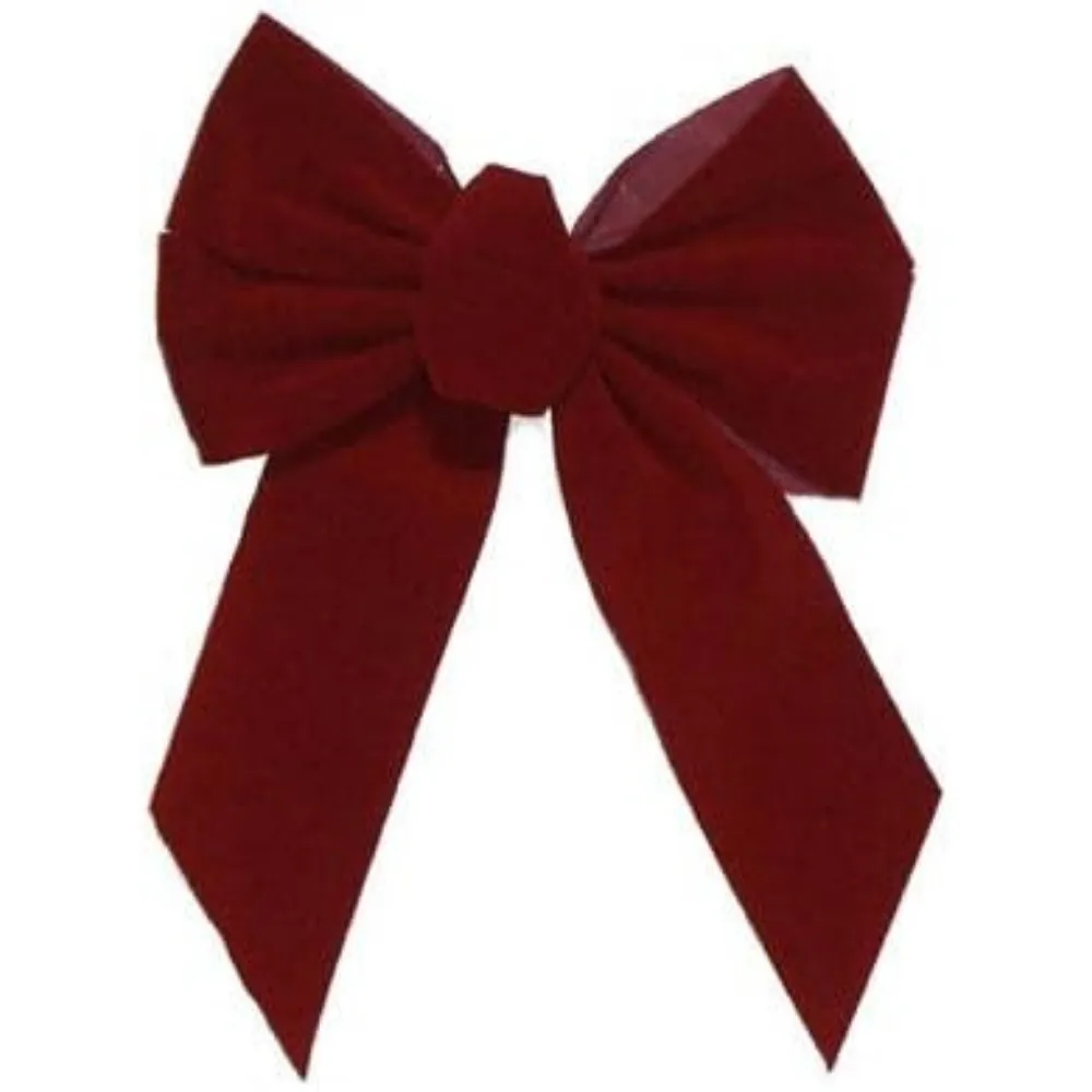 7822 Christmas Bow, 5-Loop, Burgundy Velvet, 10 x 13 x 3-in. - Quantity 36