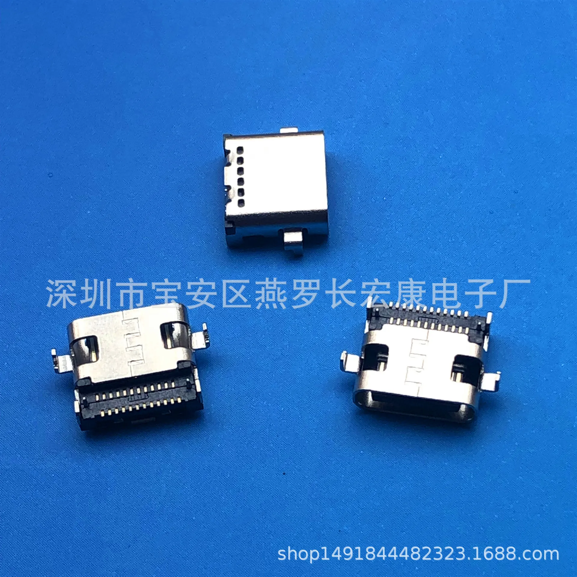 For TYPE-C 24Pin female seat, sinking plate type, double row SMT patch, insert board, six holes, with column