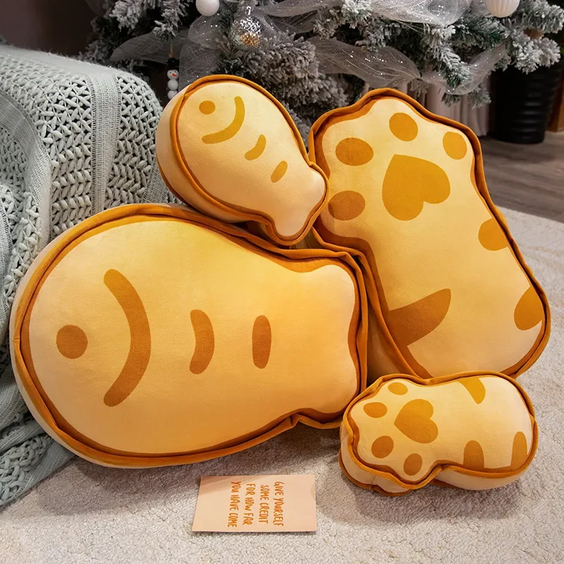 25/45cm Cartoon Soft Taiyaki Plush Doll Pillow Biscuit Cookie Fish Cat Paw Animal Stuffed Toy Home Decoration Gift