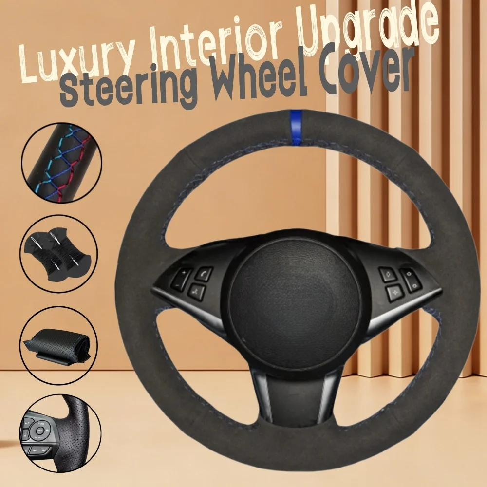 Customize Suede Leather Car Steering Wheel Cover E60 E61 (Touring) 2005-2010 M6 E63 E64 2005-2010 Steering Wrap Cover For BMW M5