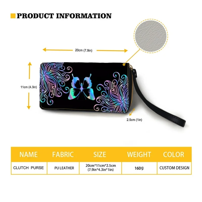 Belidome Mandala Butterfly Gift Cute Wristlet Wallet for Womens PU Leather Zip Around Purse RFID Blocking Card Holder Clutch Bag