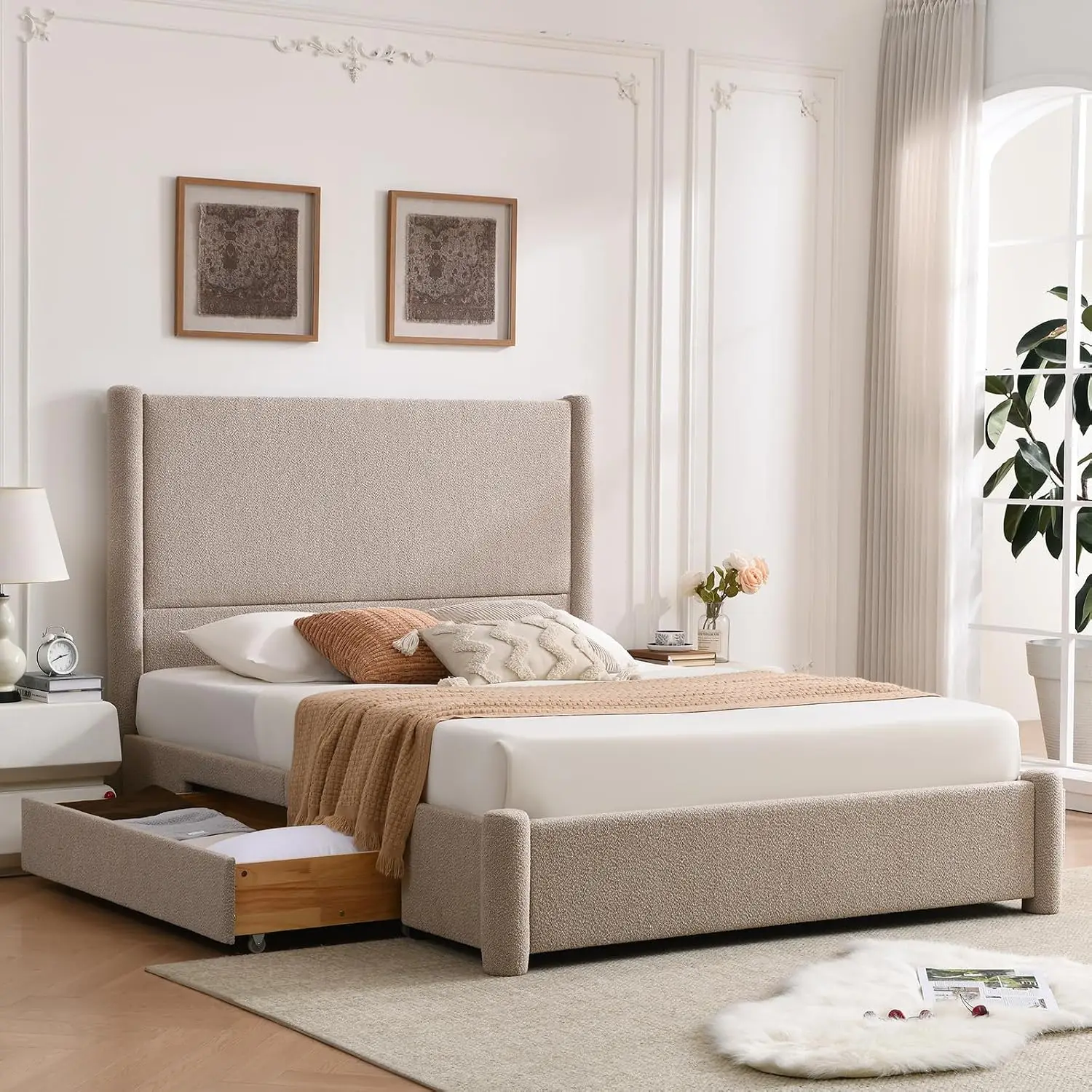 Queen Size Upholstered Bed Frame With 51.77