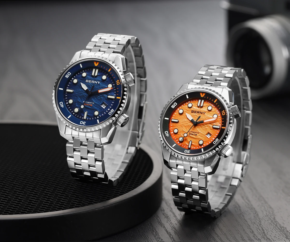 BERNY Automatische Taucheruhr für Herren, Top-Luxus, Saphirglas, 316L-Stahl, New Wave-Zifferblatt, 200 m wasserdicht, mechanische Taucher-Herrenuhren – Detail 24