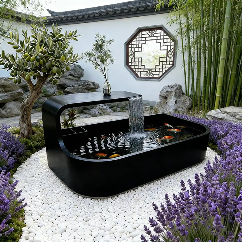BJ-2 Flowing Water Landscaping Stainless Steel Ecological Fish Pond Courtyard Fish Pond Flowing Water Ornament Can Be Customized