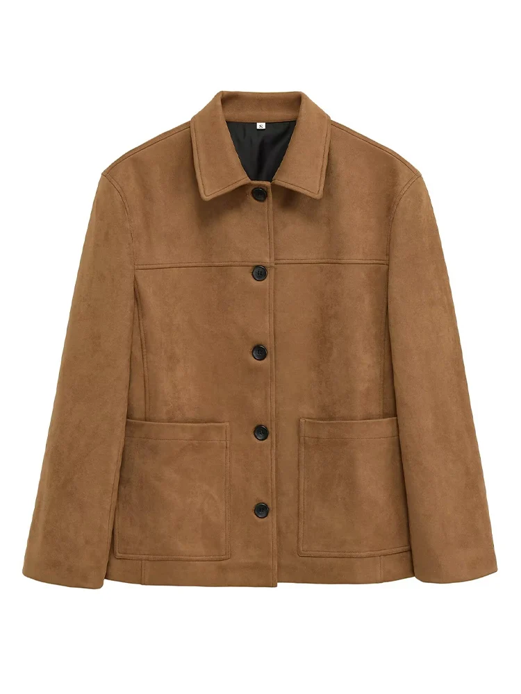 

Новая женская мода в европейском стиле, универсальная темпераментная простая кожаная куртка с длинными рукавами и карманами с лацканами