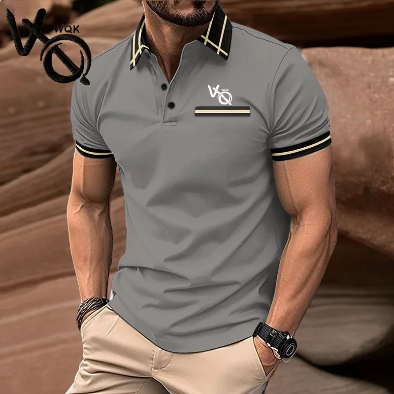 New Summer Polo Men\'s solid breathable short sleeve polo shirt Men\'s fashion lapel men\'s casual T-shirt