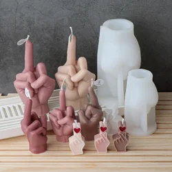 Irregular Gesture Finger Heart Scented Candle Mold Finger Gesture Silicone Soap Mold Resin Craft Painting Plaster Clay DIY Tool